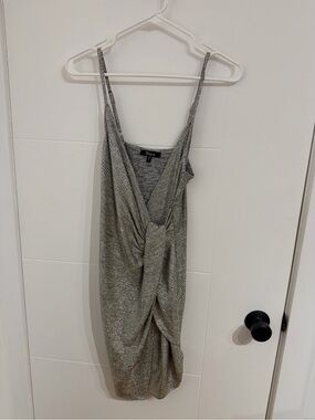 Trixxi Silver Metallic Twist Front Dress